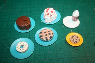 Vintage Sindy Chocolate Cake On Sindy Plate,  Selection Fimo Food Look