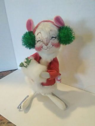 Vintage Annalee Christmas 1994 Ice Skating Girl Mouse Mobility Doll 7”