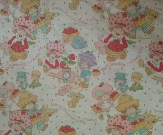 Strawberry Shortcake Vintage 1980s Twin Size Flat,  Fitted Sheet Fabric &.