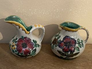 Set Of 2 Gouda Holland Hand Painted Mini Pitchers