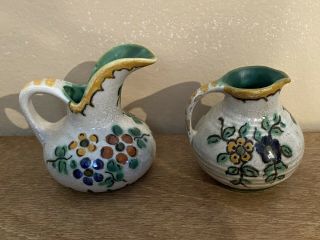 Set Of 2 Gouda Holland Hand Painted Mini Pitchers 2