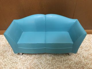 2007 Barbie Doll My Dream House Glam Teal Blue Sofa Couch Living Room Furniture