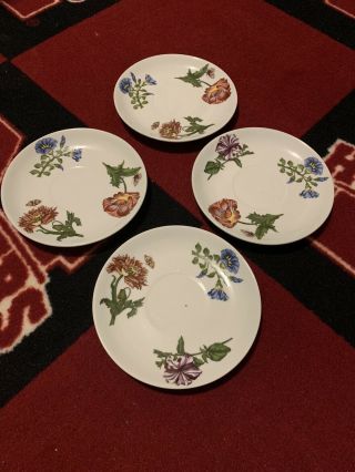 (4) Bia Cordon Bleu " Caroline " Saucer/dessert Plates Flowers 7 3/8” Ceramic