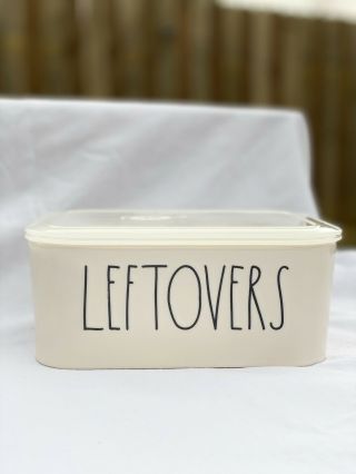 Rae Dunn Ll " Leftovers " Rectangle Ceramic Bowl Container With Vented Lid