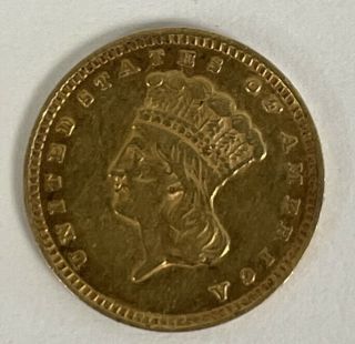 1856 Gold U.  S.  One Dollar $1 Indian Princess Head Gold Coin 1.  6g