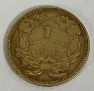 1856 Gold U.  S.  One Dollar $1 Indian Princess Head Gold Coin 1.  6g 2