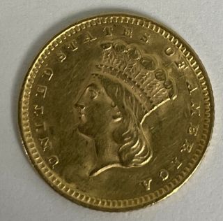 1874 Gold United States Princess Head 1.  6g Gold Dollar Usa