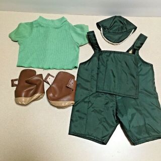 Teddy Ruxpin Outdoor Outfit: Green Shirt,  Vest,  Overalls,  Boots