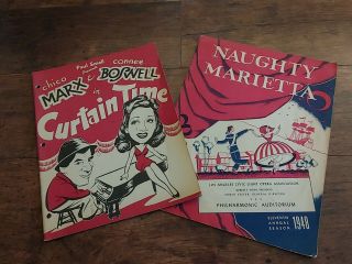 Vintage 1940s Los Angeles Hollywood Curtain Time Naughty Marietta Show Programs