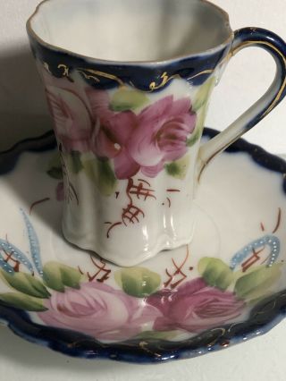 Antique Nippon Japan Hand Painted Demitasse Cup And Saucer Set Of 6