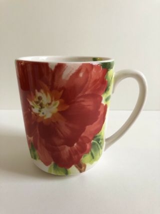 Set Of 3 Pier 1 Amelia Large 4.  5 " Ironstone Cup Mug Red Yellow Blue Floral