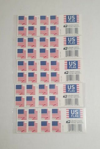 First Class Forever Stamps Us Flag 5 Books Of 20,  100ct Total Stamps
