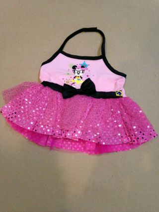 Build - A - Bear Clothes Minnie Mouse Pink Sparkle Halter Tutu Dress Disney