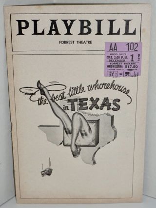 Vtg 1979 Playbill Broadway The Best Little Whorehouse In Texas Alexis Smith