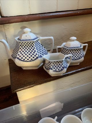 Adams Brentwood Real English Ironstone Teapot,  Cream And Sugar With Lid Set A