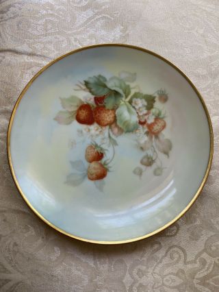 Vintage Thomas Sevres Bavaria Hand - Painted Strawberries Decorative Plate 8.  5 "
