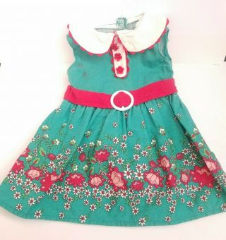 American Girl Be Forever Meet Dress Outfit Green Floral Peter Pan Collar