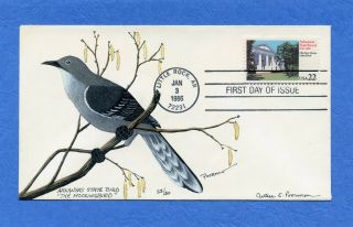 Sc 2167 Arkansas Statehood Poormon Hd & Hand Painted Cachet First Day Cover