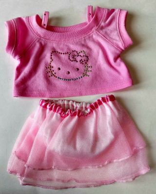 Build A Bear Hello Kitty Tee Shirt Top Outfit Clothes And Pink Skirt