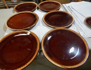 6 Vintage Brown Drip Dinner Plates 10 5/8  U.  S.  A.