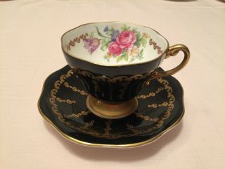 1850 EB FOLEY BONE CHINA TEACUP AND SAUCER GOLD TRIM MADE IN ENGLAND 2