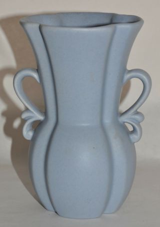 Vintage Royal Haeger Matte Baby Blue Butterfly Handled Vase 6 " Tall