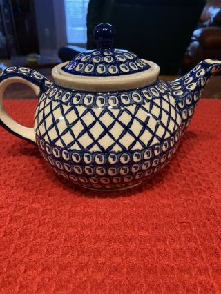Boleslawiec Polish Pottery Zaklady Ceramiczne Blue White L Pattern