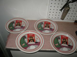 Nos 4 - Vintage Noritake Twas The Night Before Christmas Desert Plates 8100 Nib