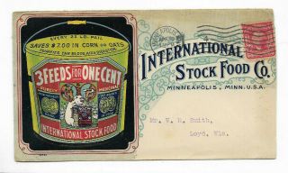 1908 International Stock Food Co - Minneapolis,  Mn Cover To Loyd - Twin Bluffs,  Wi