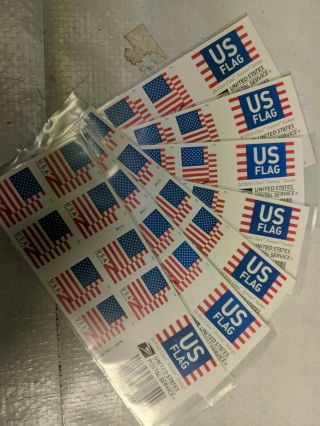 5 Pk Of 20 Us Flag Usps First - Class Forever Postage Stamps 100 Total.  [g1]