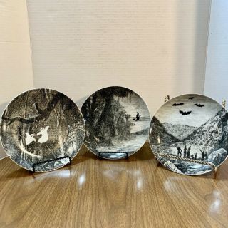 Fitz And Floyd Halloween Hollow Set Of 3 Salad/snack Plates