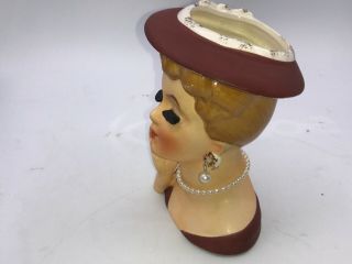 Vintage Lee Ward ' s Exclusive Lady Head Vase Pearl Necklace & Earrings 3
