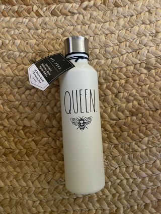 Rae Dunn - Queen Bee - Insulated Stainless Steel White Water Bottle - Thermos