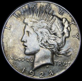 1928 Peace Dollar Silver - - - - Stunning Details Key Date - - - - K761