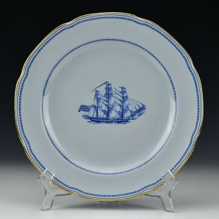 Spode Trade Winds Blue Dinner Plate With Gold Trim 10 1/4 Inch