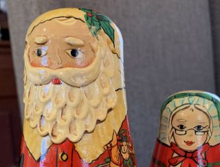 Santa Wood Nesting Dolls Set Of 2 - Santa And Mrs Santa 2