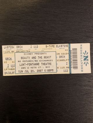 Final Broadway Performace Beauty And The Beast Musical Ticket