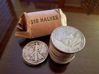 1960 - Franklin Half Dollar - Full Roll (20) $10 Face Value 90 Silver