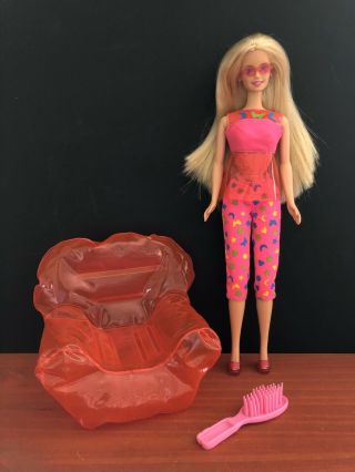Retired Barbie Sit In Style,  Pink Inflatable Chair,  Shoes & Glasses,  Exc