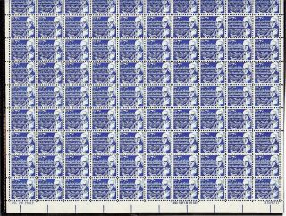 Us Sheet Scott 1393dv,  7c Stamp B.  Franklin Sheet Of100 Dull Gum Mnh Bcv $45