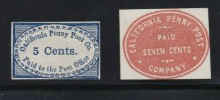 Us Stamp Local Carrier Assumed Reprints/forgery 34l California Penny Post Sf Ca