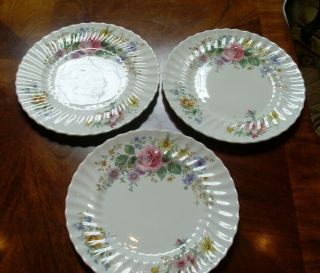 (3) Vintage Royal Doultan Arcadia Dinner Plate 10 3/4 ,  Green Backstamp