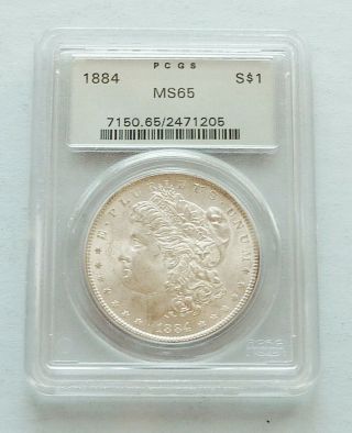 1884 - P U.  S.  Morgan Silver Dollar Pcgs Certified & Graded Ms 65