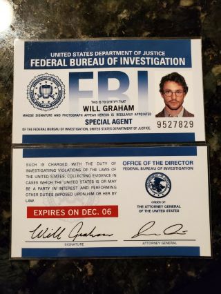 NBC ' s Hannibal Will Graham FBI Wallet ID Cards 2