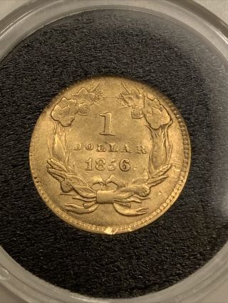 1856 Type Three Gold Dollar,  Slanted 5 2