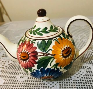 Vintage Smf Schramberg,  Germany Floral Hand - Painted Teapot