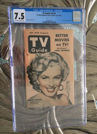 Jan 1953 Tv Guide Marilyn Monroe Cgc 7.  5