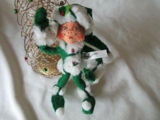 Annalee Doll Mini Green Christmas Elf 2008 With Tree