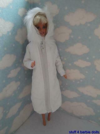 Barbie Doll House Fashion Clothing Accessories - White Down Winter Puffer Coat