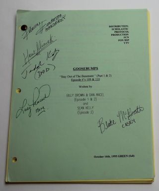 Goosebumps,  1995 Tv Script Real Autographs By Cast,  Stay Out Of The Basement